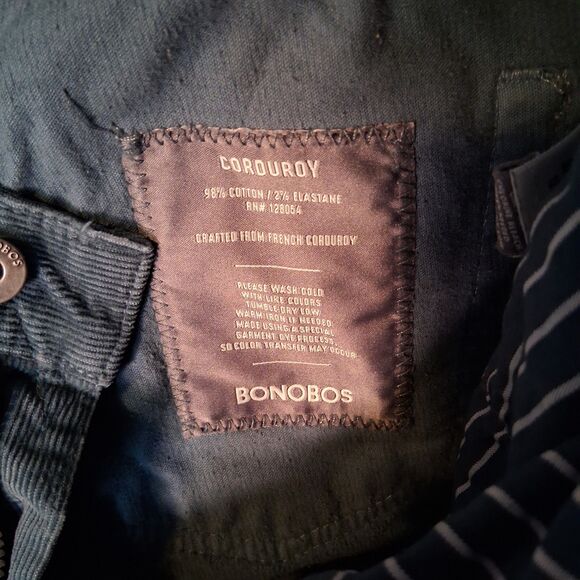 Bonobos Corduroy Straight Sz 31x32 Teal Blue Inseam 32 - Picture 7 of 8